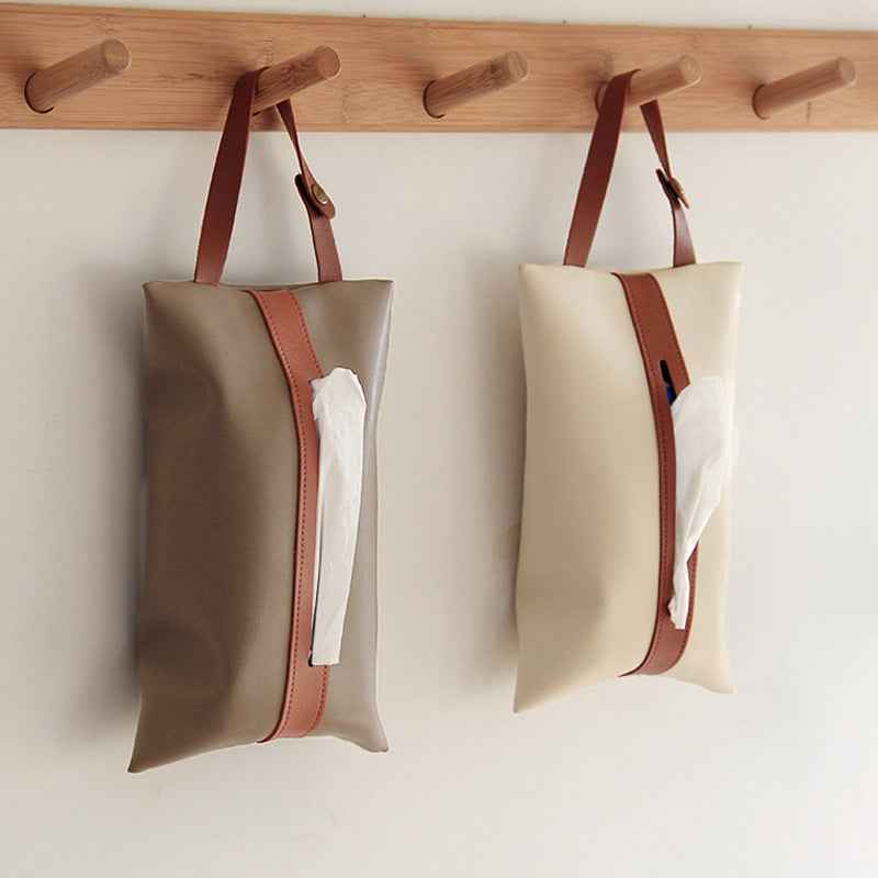 Hanging PU Leather Car Tissue Box Holder