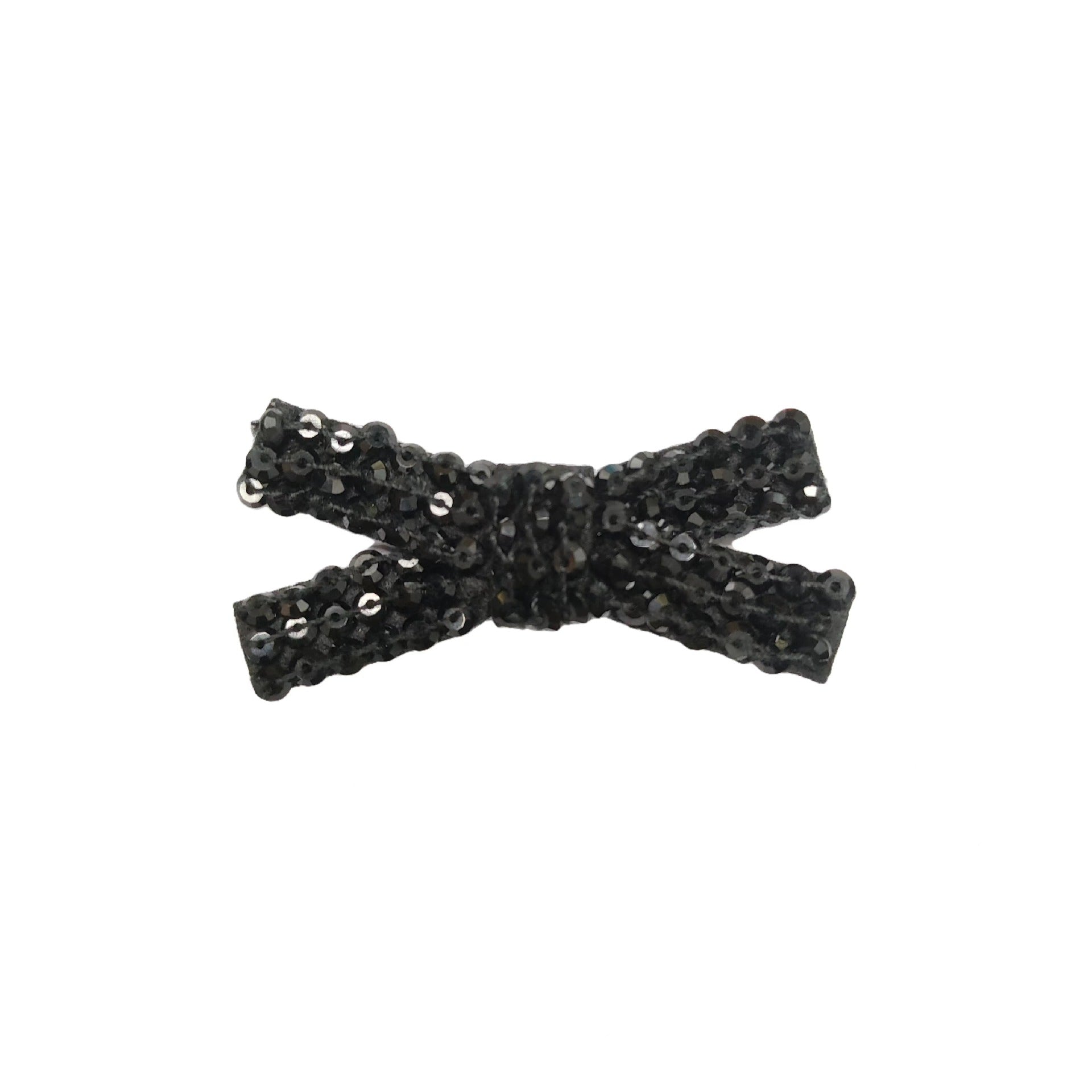 Schwarze Strass-Schleifenapplikation, mit Paillettenbesatz
