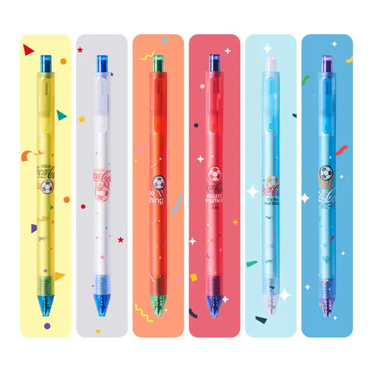 KACO x Coca-Cola Football Series Retractable Gel Pen | 0.5mm Black Ink | Set of 6 SET A
