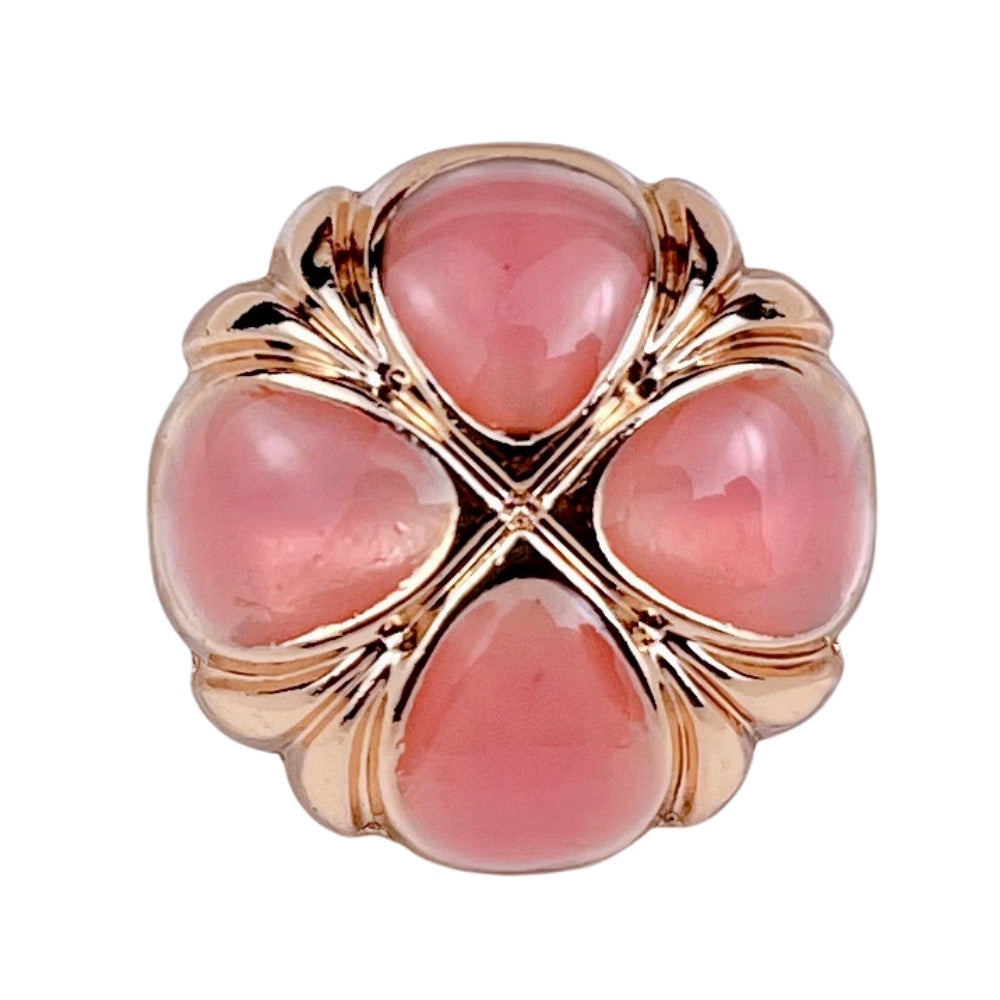 18/23-mm Jelly-Kleeblatt-Metallknopf, Pink, glänzende Goldfassung