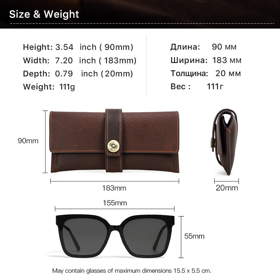 Full-Grain Leather Glasses Case – Handcrafted Magnetic Closure Sunglasses Storage Box