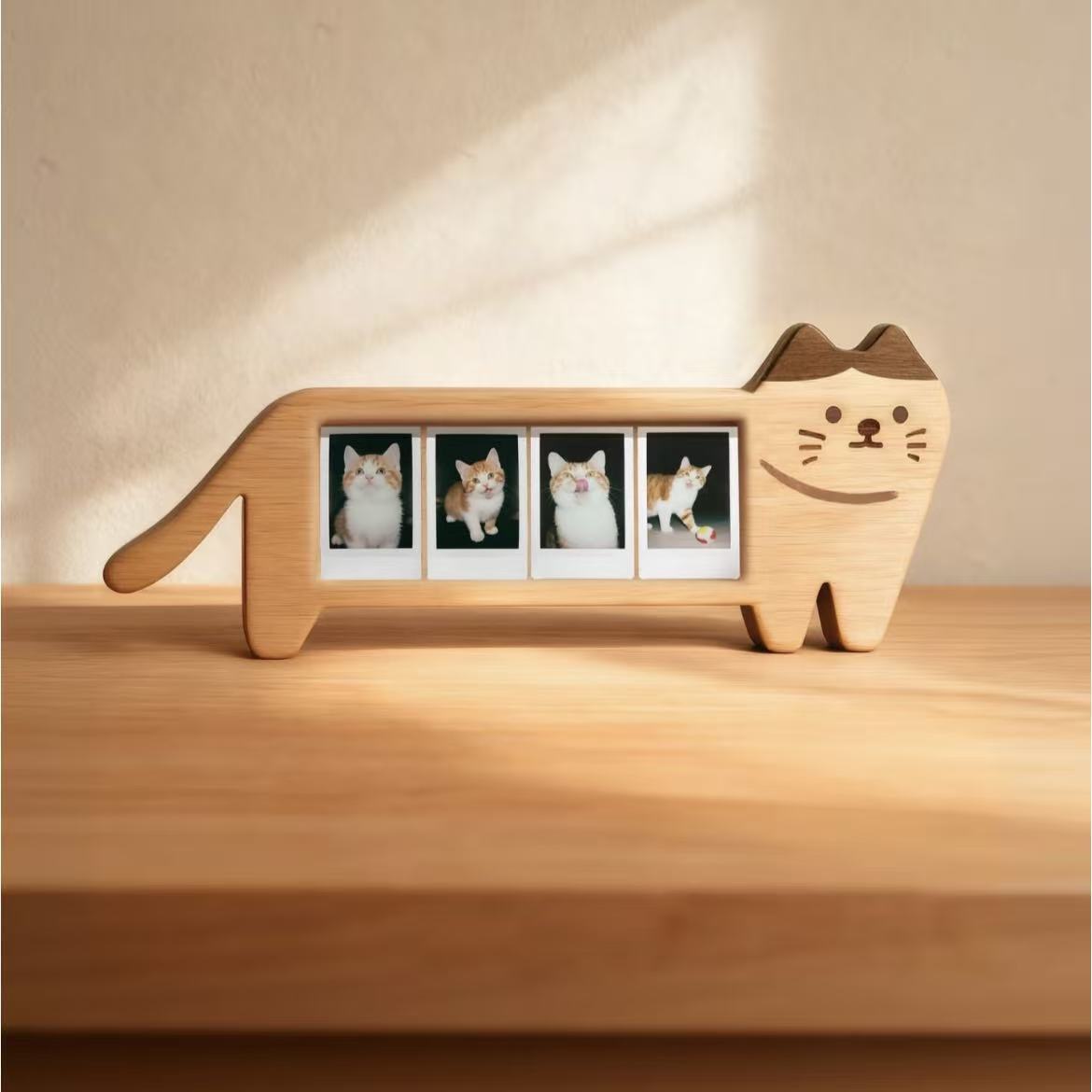 Cute Cat Wooden Photo Frame – Holds 4 x 3-Inch Photos C