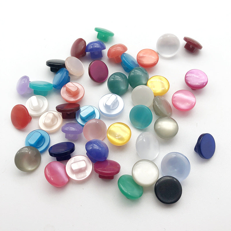10mm pearlescent resin shank buttons, bright mixed colors, 120-pack