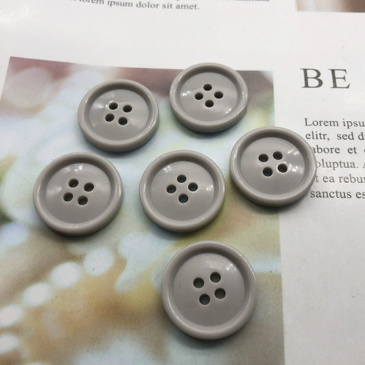 15/20mm Dark Gray Round 4-Hole Resin Suit & Trouser Buttons Light Grey