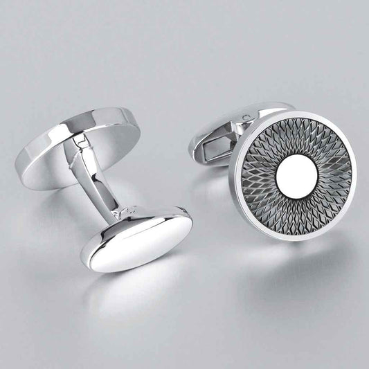 18mm Men's Wedding Round Engraved Cufflinks