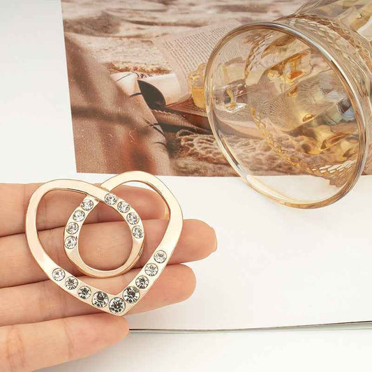 Gold Silver Heart Shaped Diamonds Button for Tops Scarves Knots 10pcs Gold