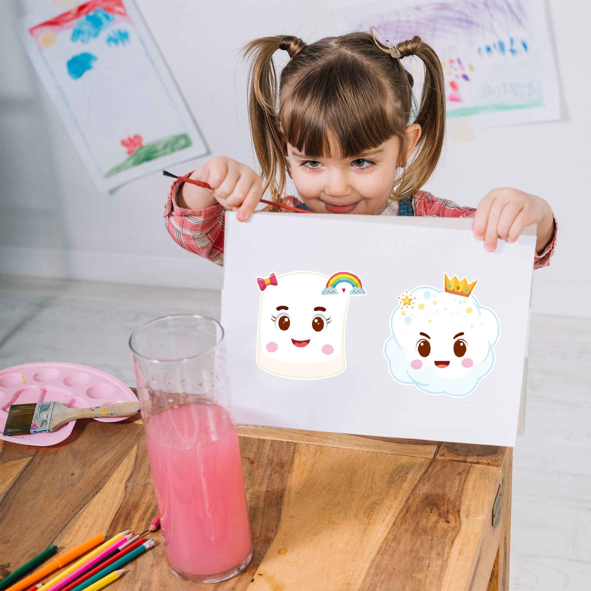 Make a Face Marshmallow Cotton Candy Stickers for Kids 24 Sheets