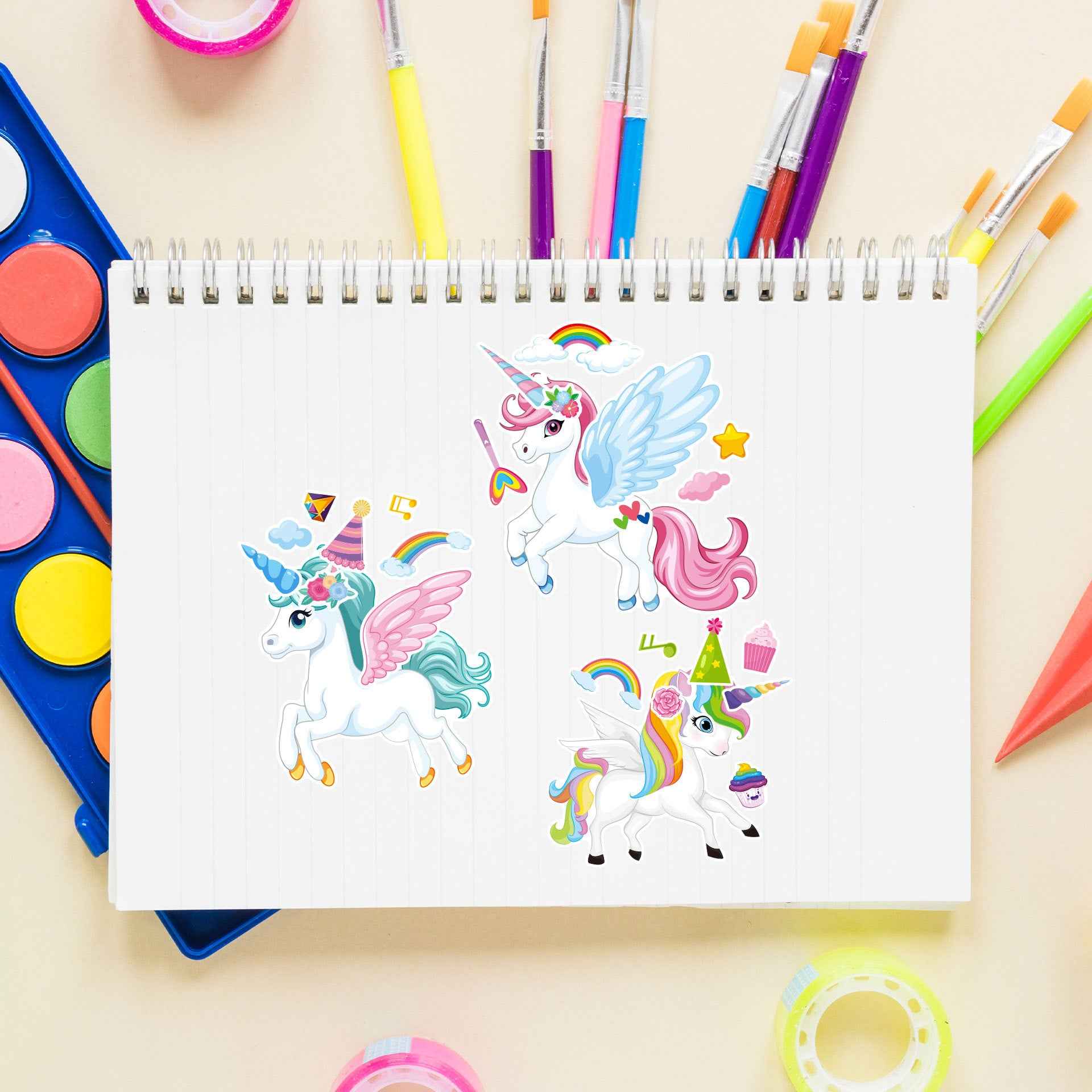 Make a Face Unicorn Dino Tiger DIY Stickers for Kids 24 Sheets
