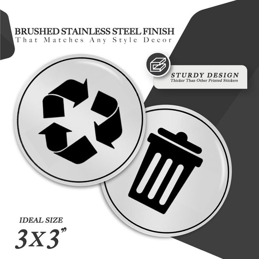 10 UNIDADES Autocolantes de Lixo e Reciclagem 3x3 Polegadas Redondos UV Estáveis e Resistente ao Tempo