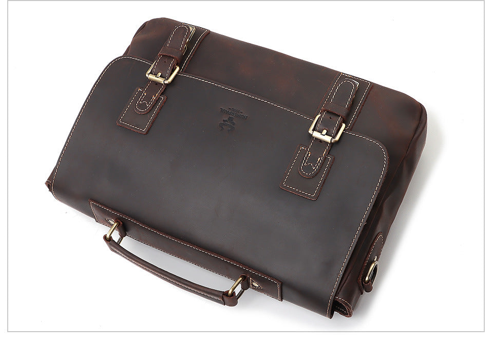 Vintage Brown Genuine Leather Briefcase for Men
