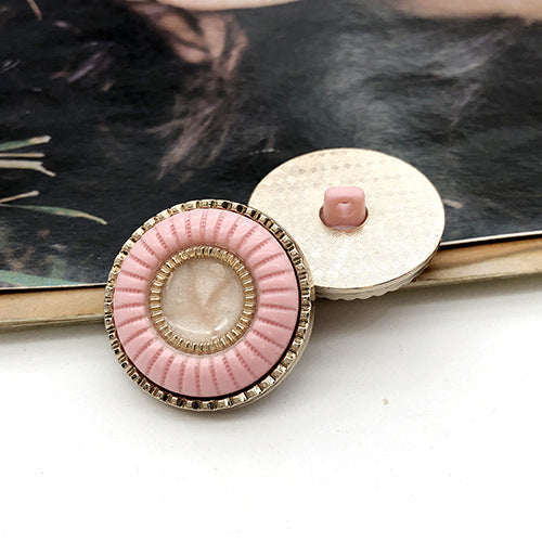 25mm Double Ring Resin Metal Shank Button 10pcs Pink