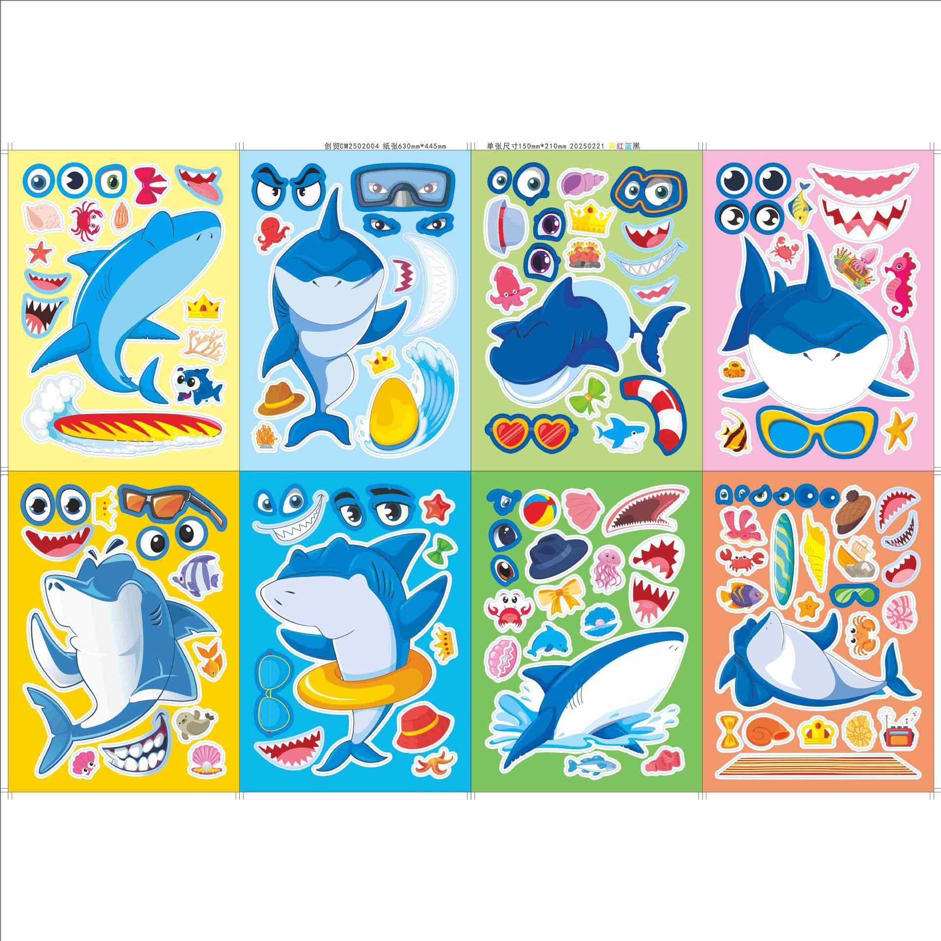 Make a Face Shark Sea Animal DIY Stickers for Kids 24 Sheets