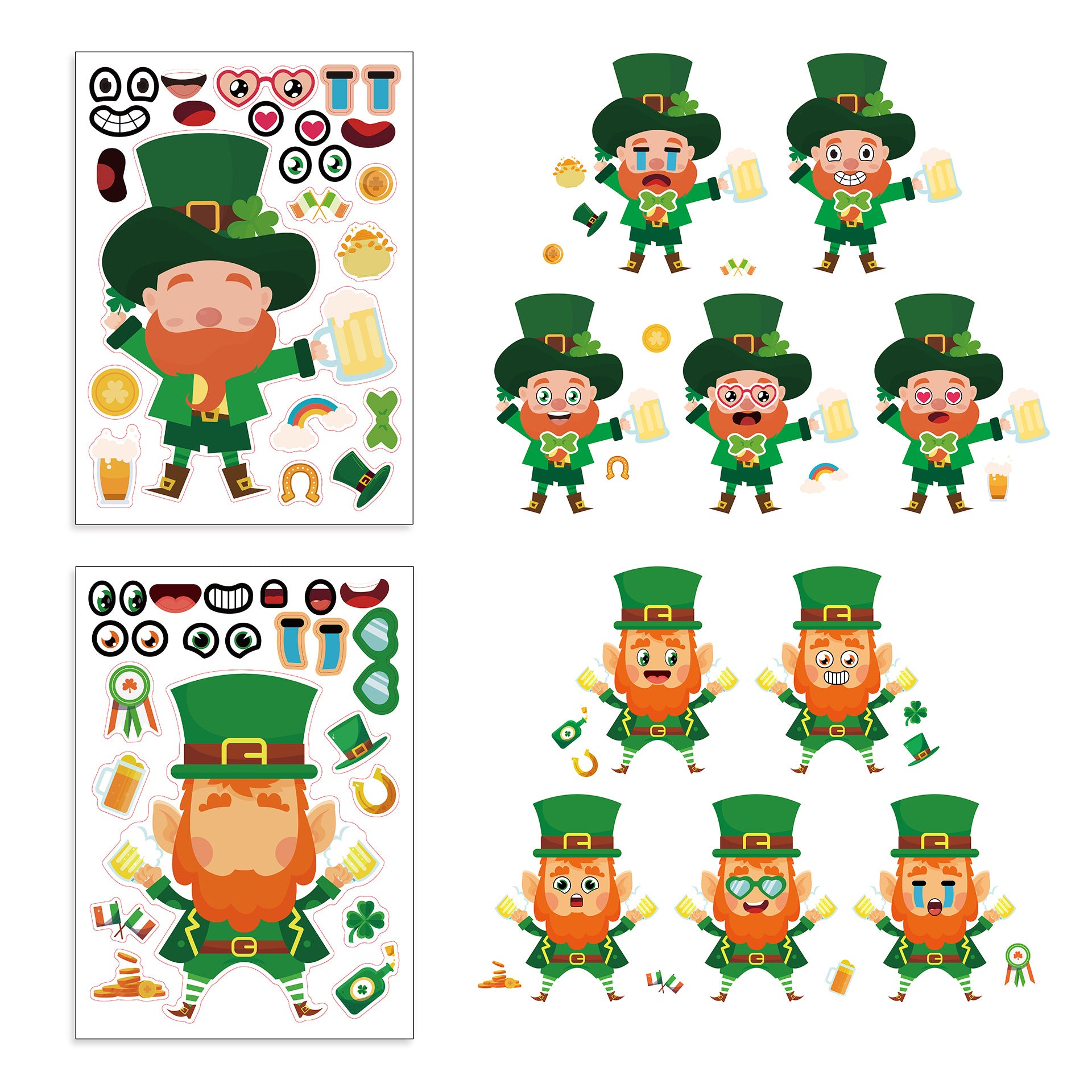 24 Sheets St Patricks Day Stickers for Kids Cards Crafts
