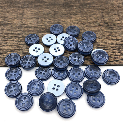 Round 4-hole shirt buttons in dark blue and white, mixed colors