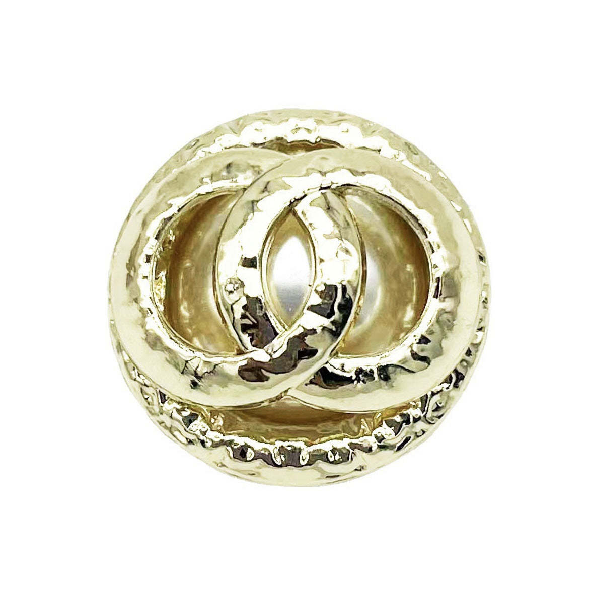 Doppelringige Metallknöpfe mit Perlenoptik, roségoldfarben, rund