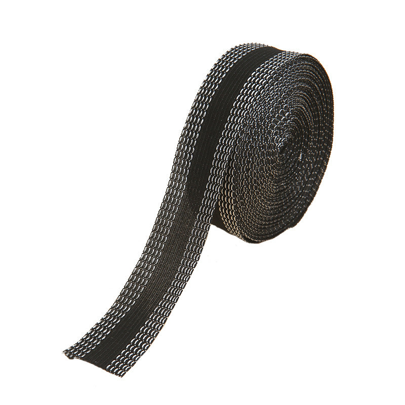 Black iron-on instant hem tape roll, 0.94 inch wide, looped mesh design