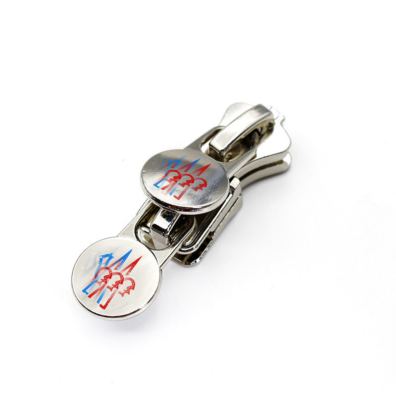 Jacket zipper pulls set—silver molded YKK Vislon #10, round pull tabs on clips