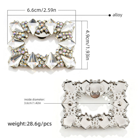 6.6x4.9cm Rhinestone Shoe Clips for High Heels Detachable,2-Pack Silver