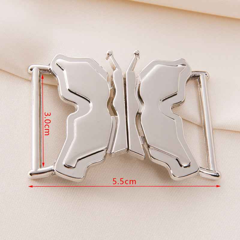 Silver butterfly waist buckle clasp size marked: 3cm tall, 5.5cm wide