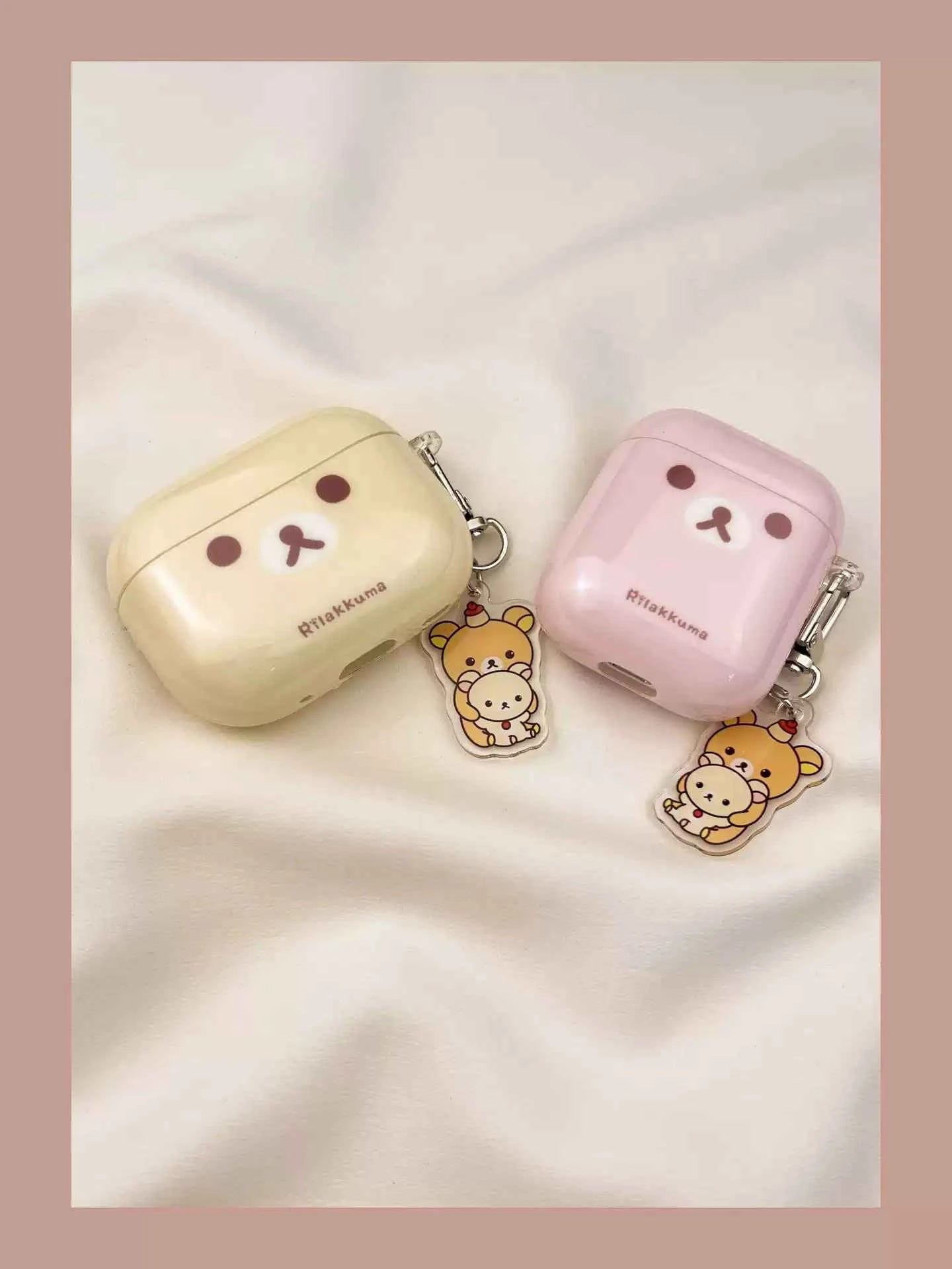 Pink & Yellow Cartoon Rilakkuma AirPods Case