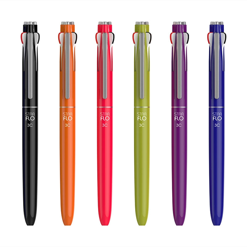 MORRIS STARFLO 3-Color Hybrid Ballpoint Pen (Black/Blue/Red) – 0.7mm