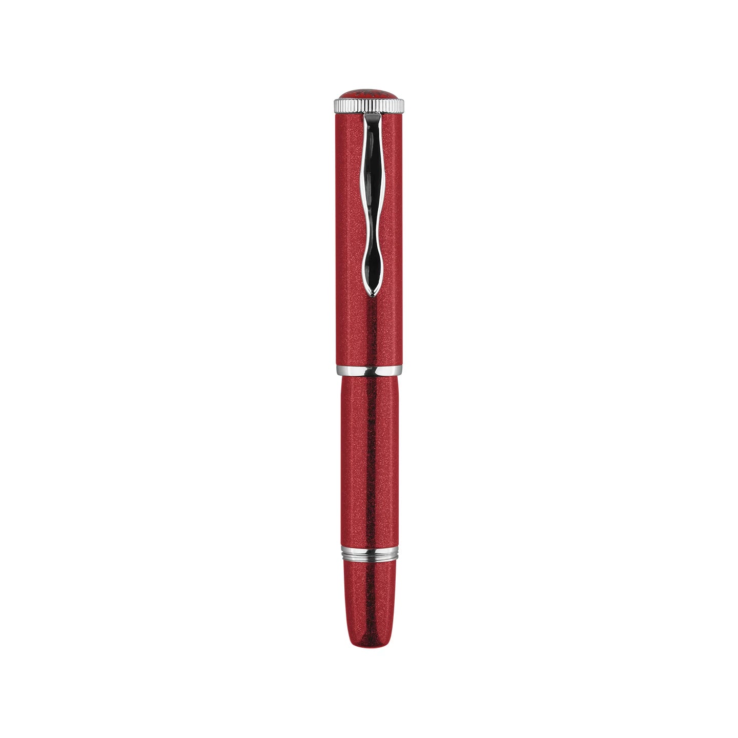 MAJOHN RS2 Short Pocket Fountain Pen — Metal Lacquer Finish, 100mm Travel Pen Red