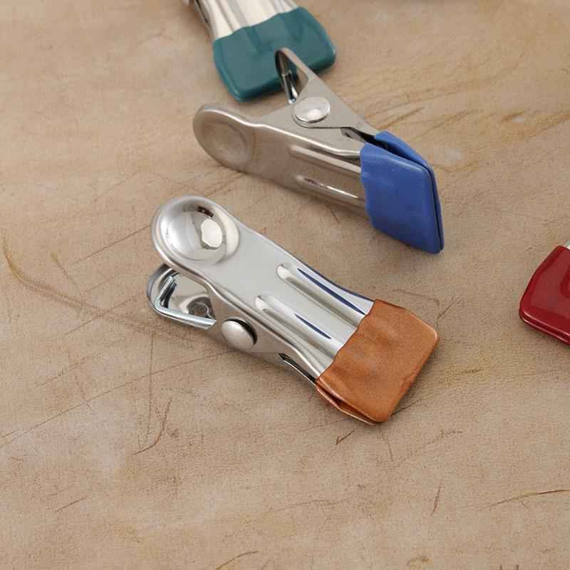 Leather Fabric Stainless Steel Clamp Clips with Rubber Sleeve 10pcs
