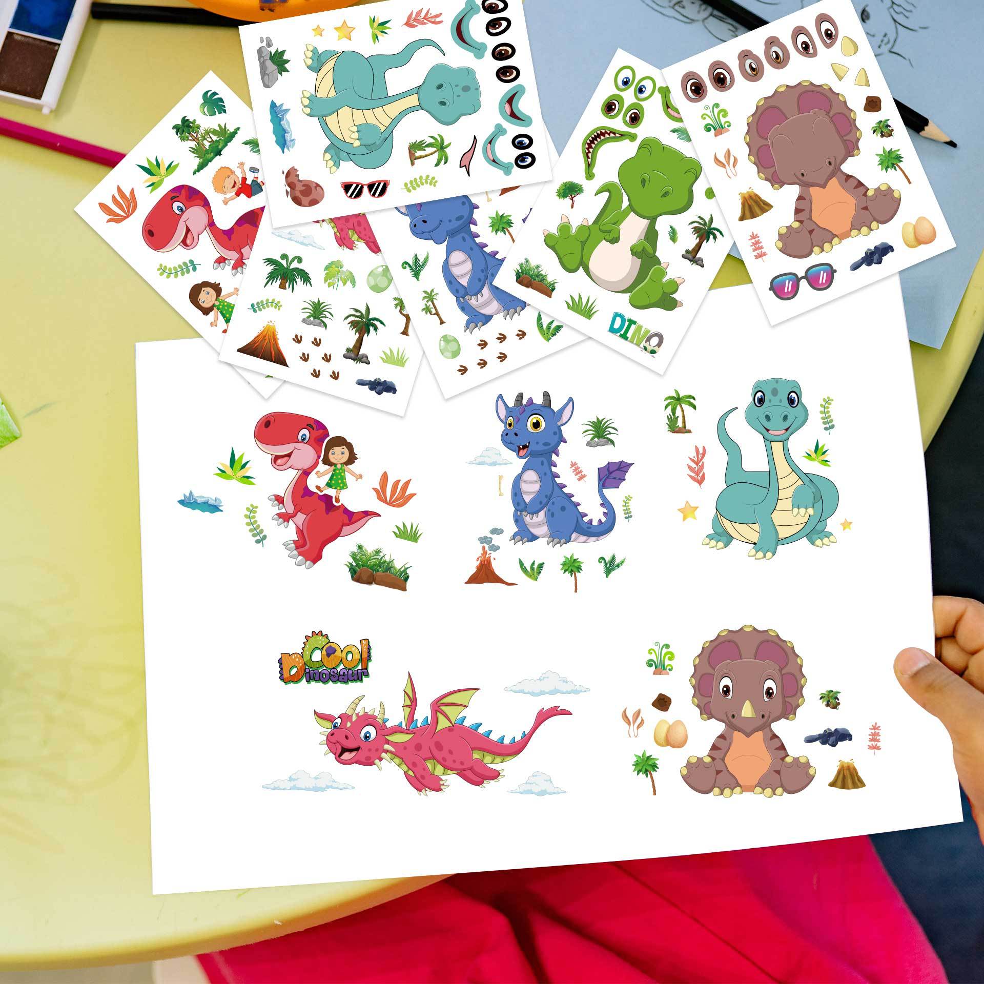 32 Sheets Dinosaur Make Your Own Stickers for Kids Birthday Party Favor Supplies