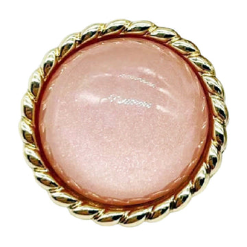 Pink pearl-look metal button with gold edge, 18/20mm, set of 12