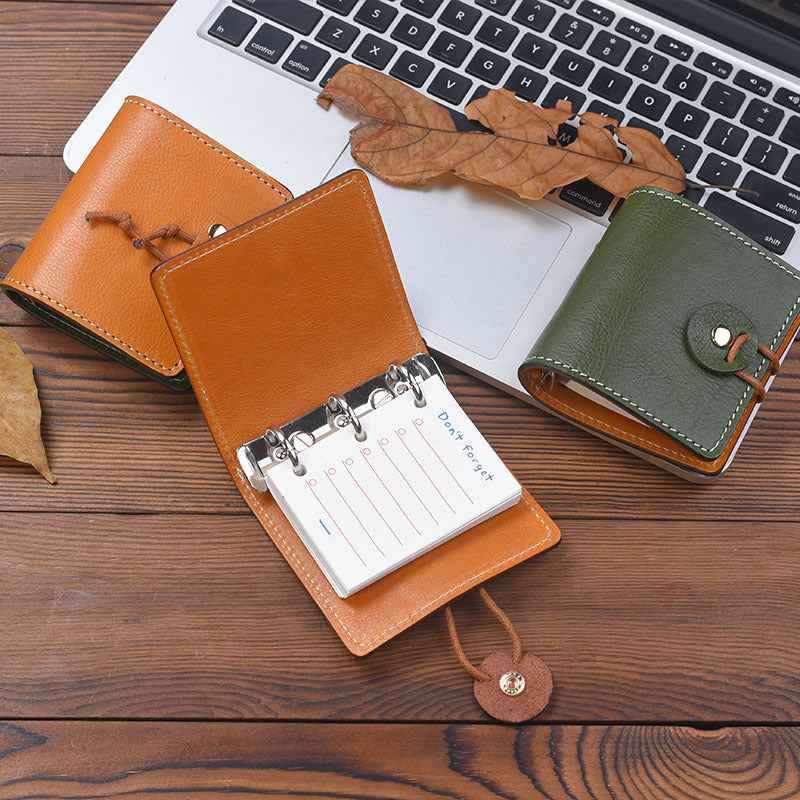 A9 Leather Pocket Notebook – 3-Ring Refillable Mini Binder 50 Sheets