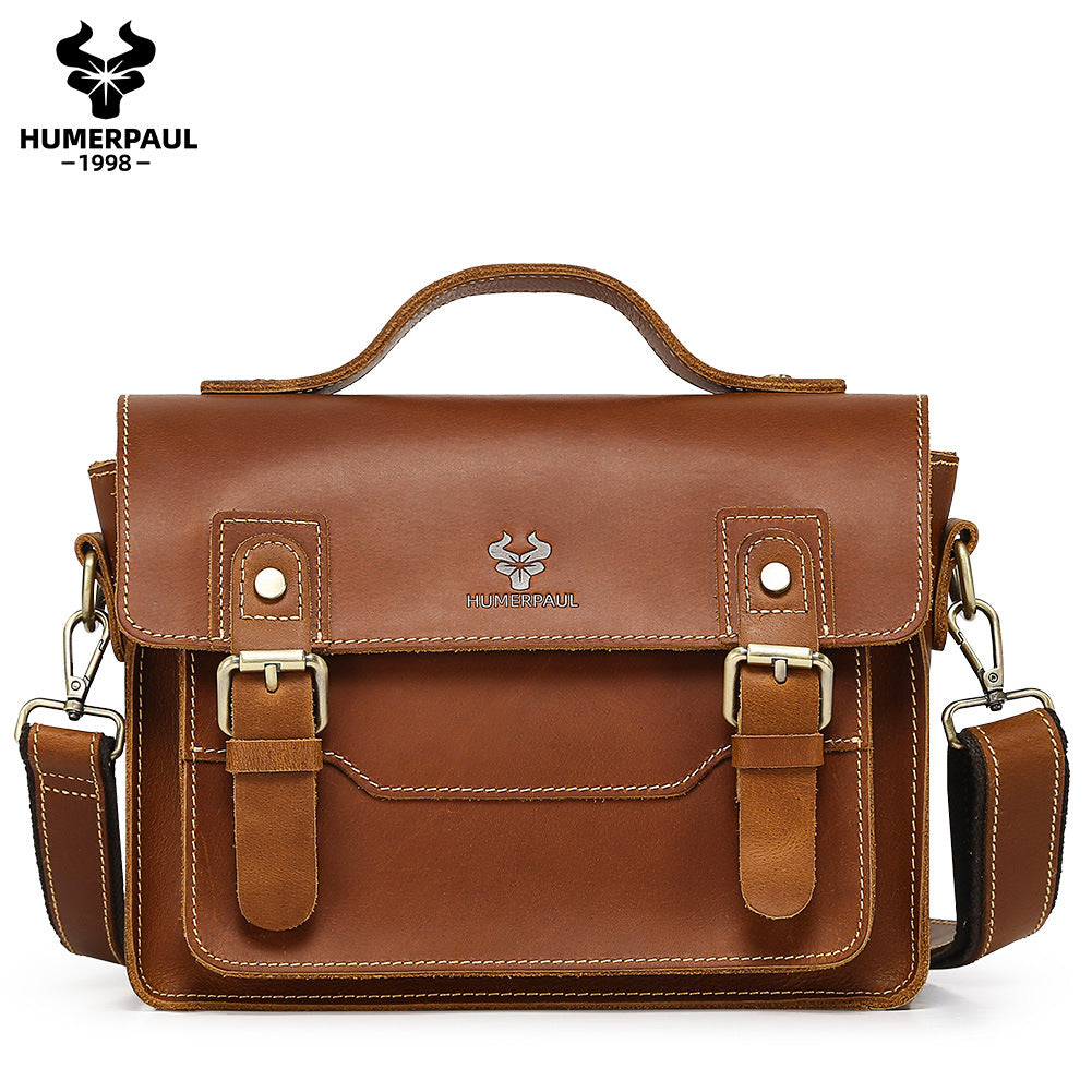 Men's Genuine Leather Crossbody Bag Shoulder Sling Bag Light Brown