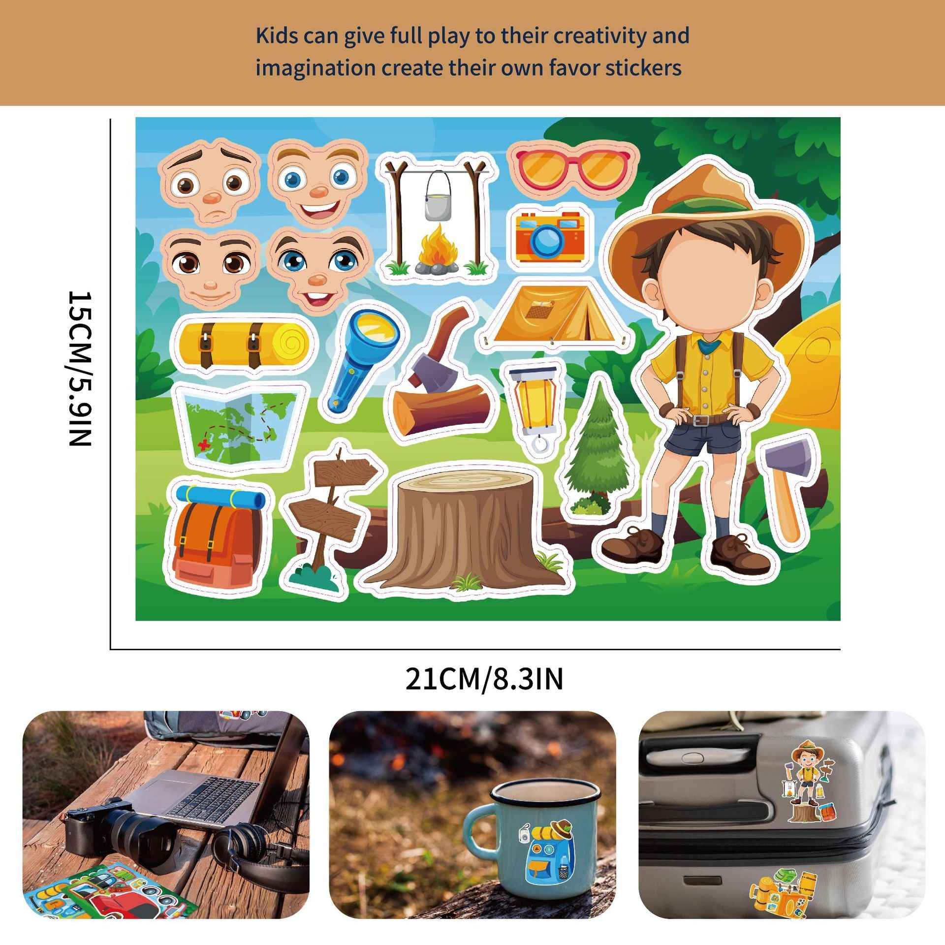 Make a Face Spring Camping DIY Stickers for Kids 24 Sheets