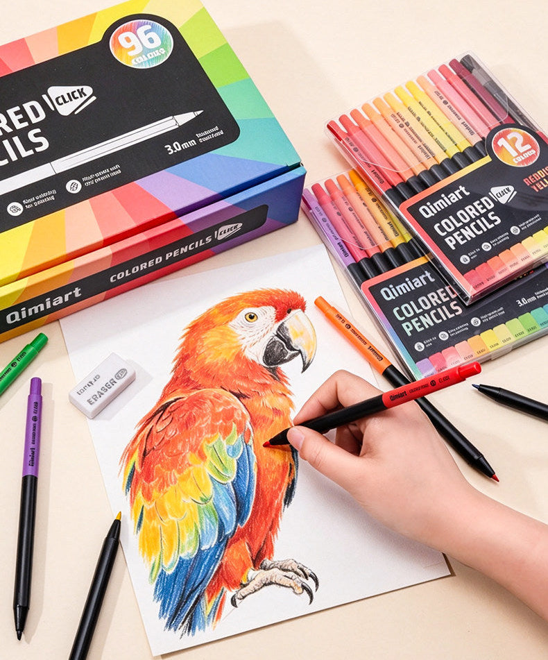 Qimiart Click Retractable Colored Pencils 48 Pack Oil-Based Includes Sharpener