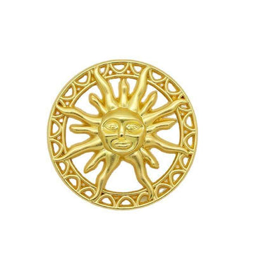 Goldfarbene runde Hohlknöpfe zum Annähen mit Sonnenburst-Relief