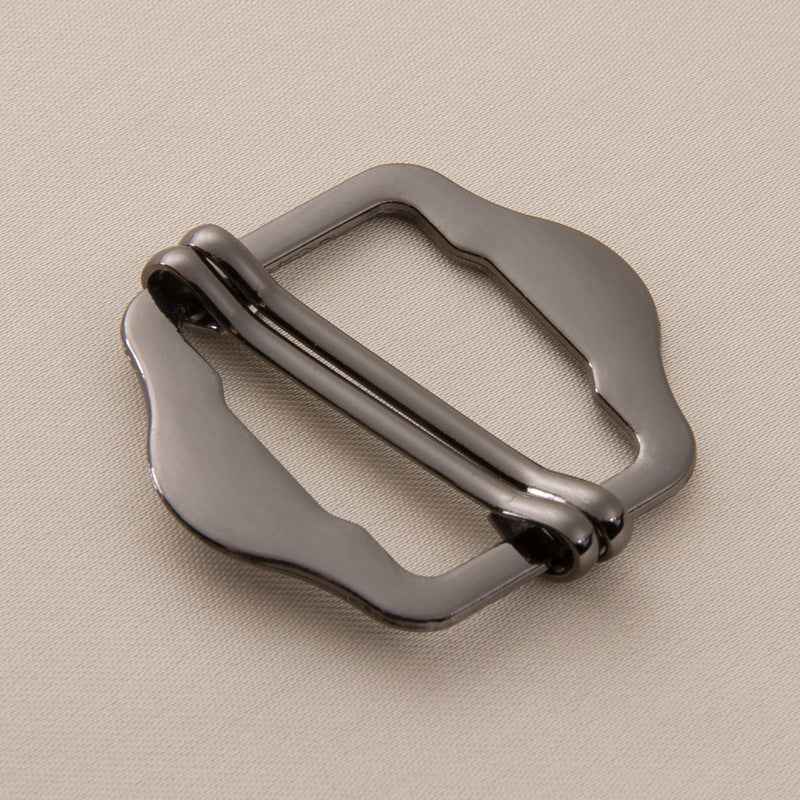 Gunmetal metal slide buckle with double pins, for belt bag straps, 1–3 cm