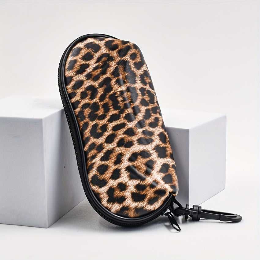 Leopard Print Glasses Case - Soft Eyewear Pouch with Keychain 2 Pack