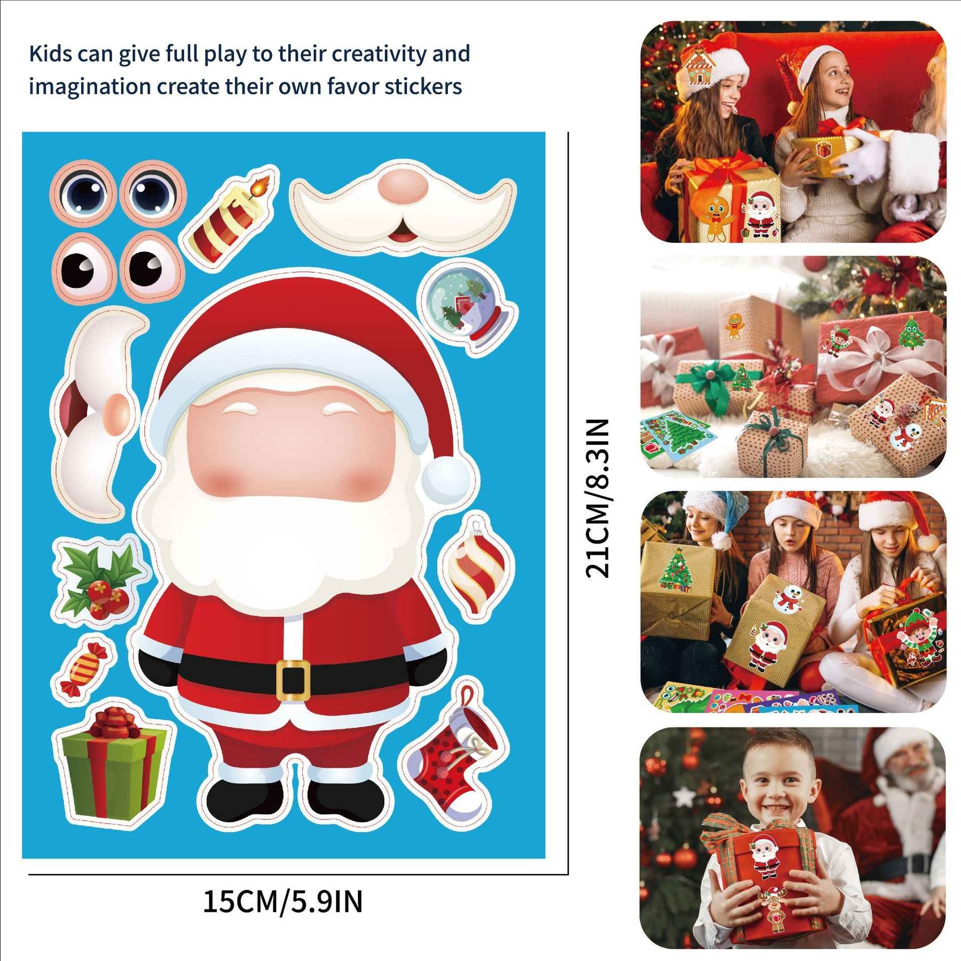 24 Sheets Make a Christmas Face Stickers for Kids