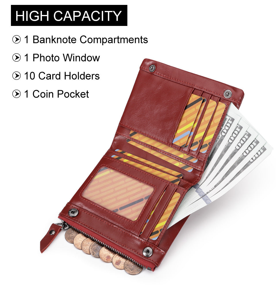 Retro Genuine Leather Short Wallet