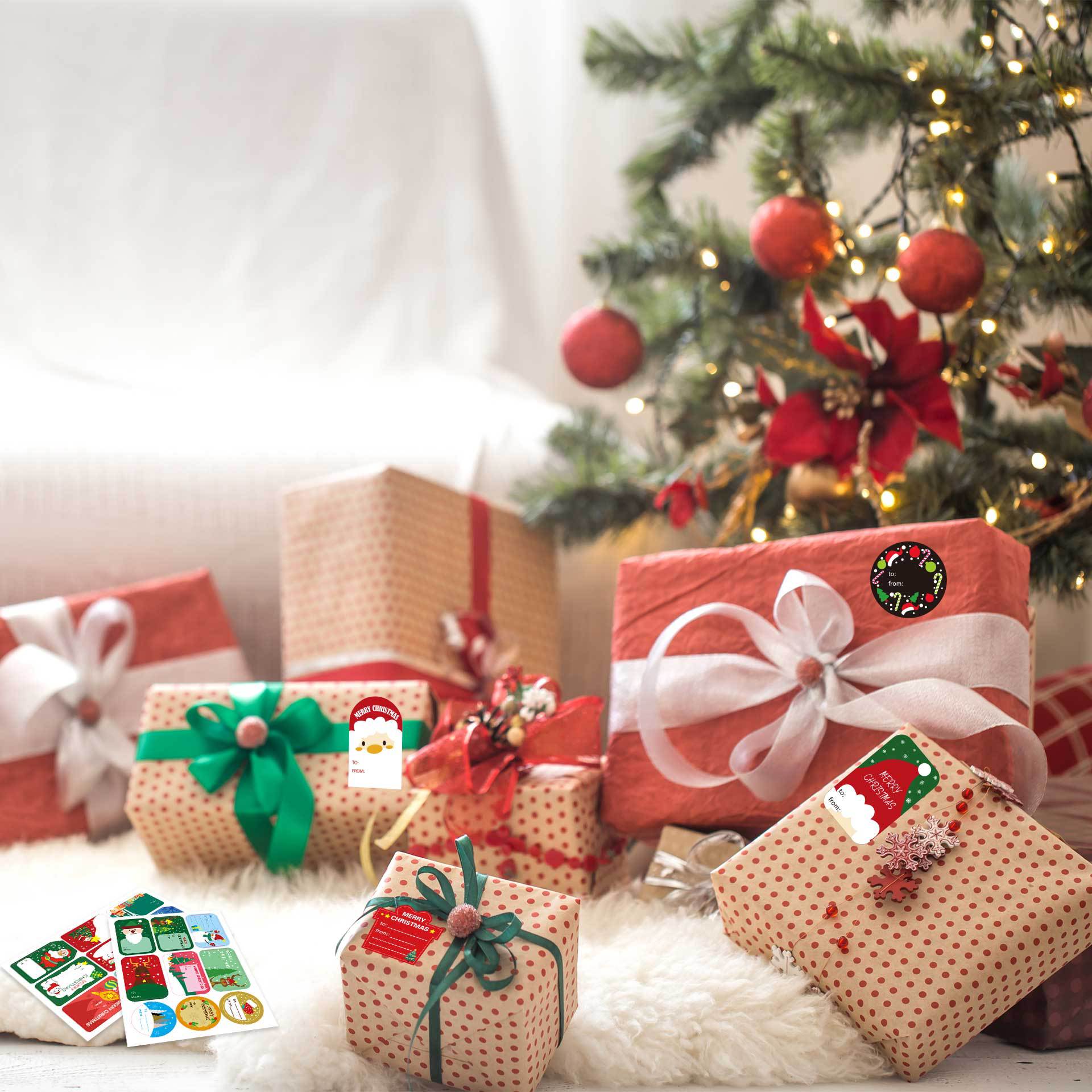 216pcs Christmas Tag To and From Stickers for Gift Box Wrapping