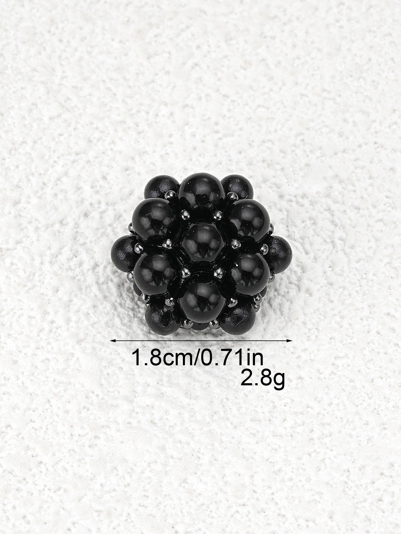 Blumige Zierknöpfe mit 3D Perlen, schwarz, ca. 1.8 cm