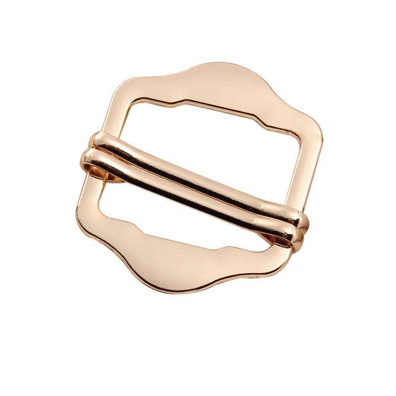 Gold metal slide buckle with double pins, 1–3 cm, for belt bag straps