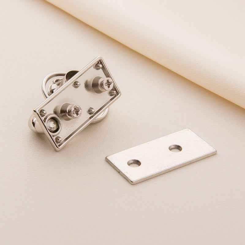Silver 30mm buckle clasp underside with screw plate and separate mounting plate