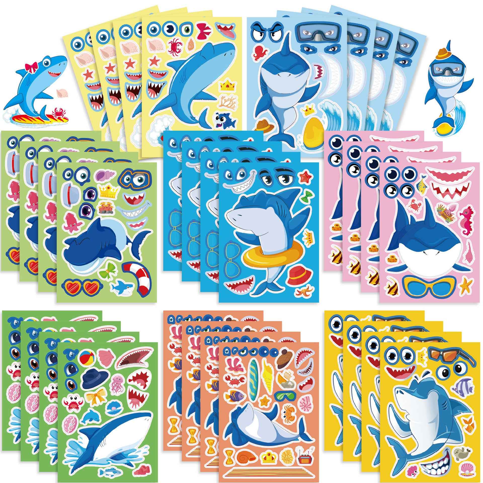 Make a Face Shark Sea Animal DIY Stickers for Kids 24 Sheets