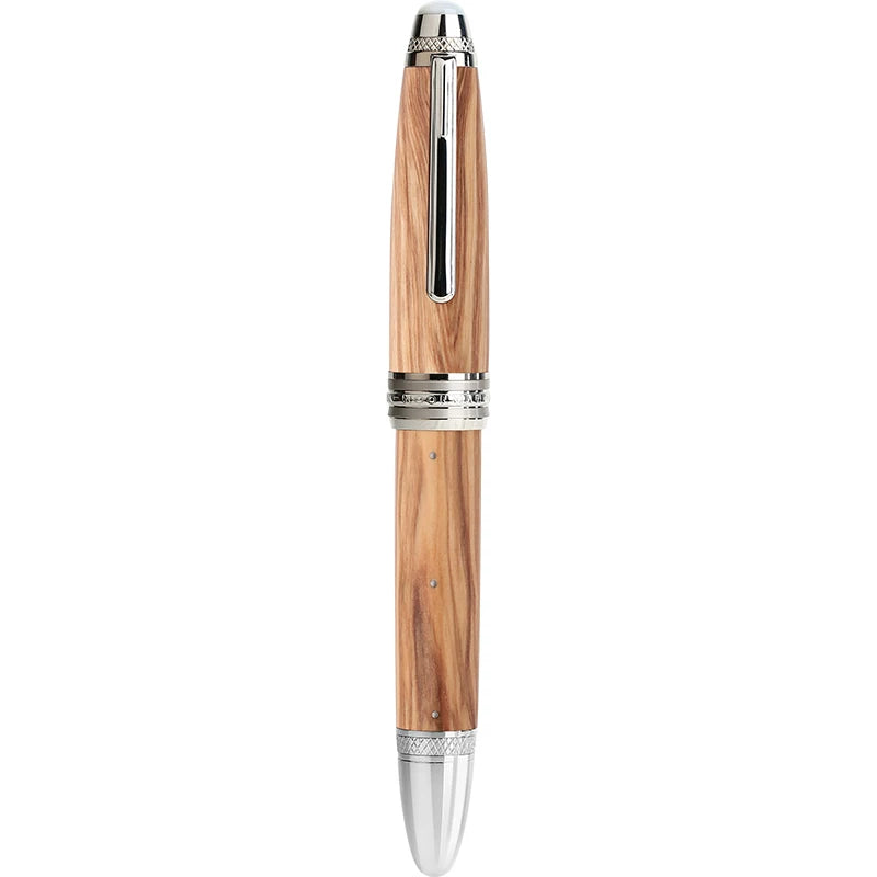 MAJOHN M1000 Large Wooden Fountain Pen | German BOCK F Nib | Handcrafted Rivet Olive Wood