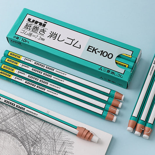 Mitsubishi Uni Pencil Type Eraser, Super Eraser, Medium, 10 Pack