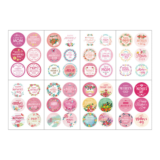 96pcs Mother‘s Day Stickers 2 inch Large Round Labels