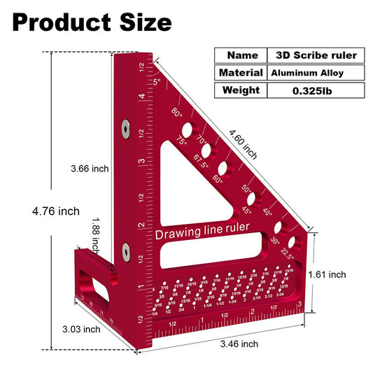 Carpenter Square Hole Scribing Drawing Line Ruler Woodworking Tool