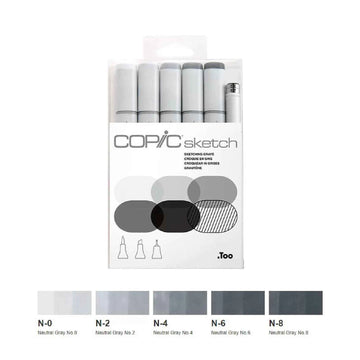 COPIC Sketch Marker Pens 6 Color Sketching Grays