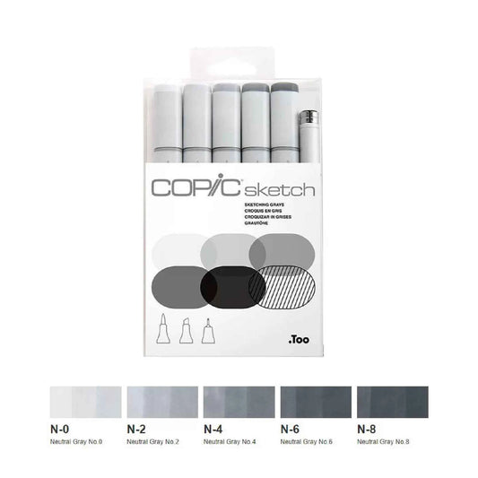 COPIC Sketch Marker Pens 6 Color Sketching Grays