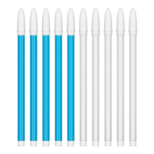 Water-Erasable & Air-Erasable Fabric Marking Pens – 10-Pack (5 White + 5 Blue) | Disappearing Ink Tailor Chalk Pens for Sewing, Quilting & Garment Marking
